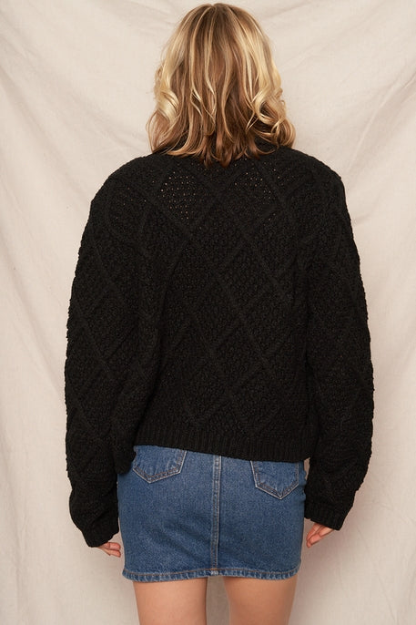Sale! Originally $68. Cable Knit Moto Sweater Jacket