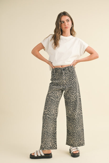 Leopard Wide Leg Jeans
