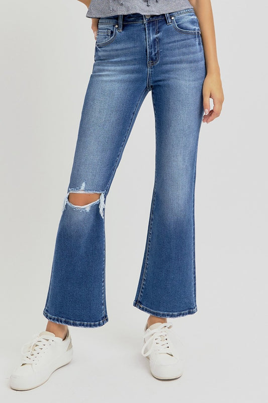 High Rise Crop Flare Jeans