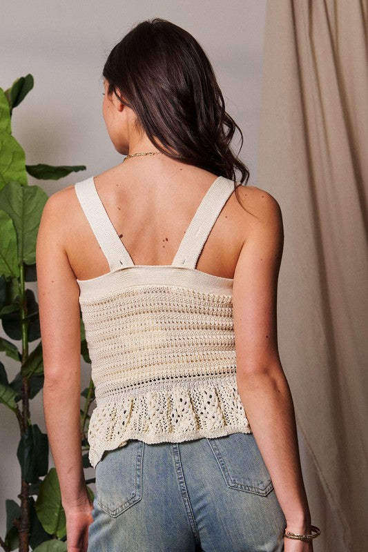 Sale! Wide Strap Peplum Knit Tank