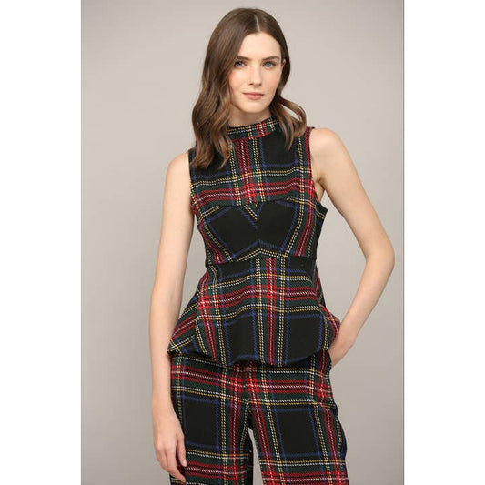 Sale! Originally $58. Plaid Peplum Top